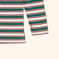 popeia Damen Sweater Langarmshirt Gestreift aus Bio-Baumwolle in dunkelgrün/bordeaux
