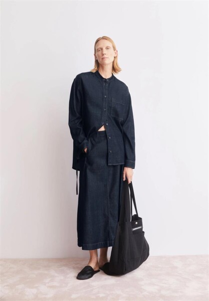 Armedangels Damen Rock panelled denim midi skirt rinse