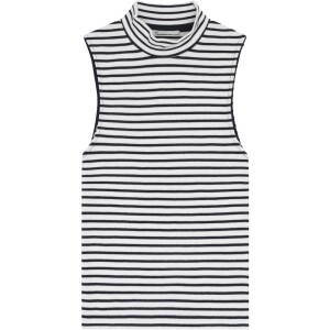 KnowledgeCotton Damen Top rib mock neck 2010013 navy