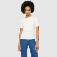 KnowledgeCotton Damen T-Shirt Rib T-Shirt 2010014 star white L