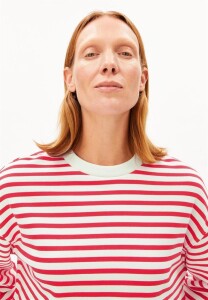 Armedangels Damen Pullover Frankaa Maarlen Stripe Sweatshirt undyed-mars red