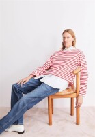 Armedangels Damen Pullover Frankaa Maarlen Stripe Sweatshirt undyed-mars red