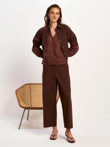 Lanius Damen Hose verkürzte Hose GOTS chocolate
