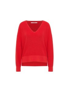 Lanius Damen Pullover mit V-Ausschnitt GOTS red lava