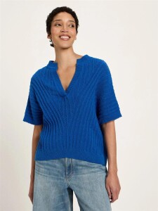 Lanius Damen Pullover Bouclé Pullunder GOTS lapis