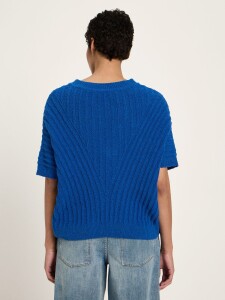 Lanius Damen Pullover Bouclé Pullunder GOTS lapis