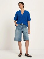 Lanius Damen Pullover Bouclé Pullunder GOTS lapis