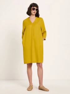 Lanius Damen Kleid mit V-Ausschnitt dark kiwi
