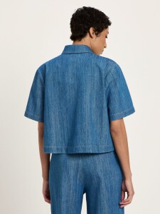 Lanius Damen Bluse Jeansshirt GOTS mid blue denim