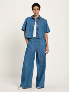 Lanius Damen Bluse Jeansshirt GOTS mid blue denim
