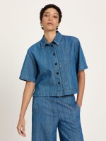 Lanius Damen Bluse Jeansshirt GOTS mid blue denim