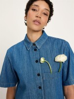 Lanius Damen Bluse Jeansshirt GOTS mid blue denim