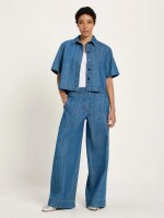 Lanius Damen Bluse Jeansshirt GOTS mid blue denim