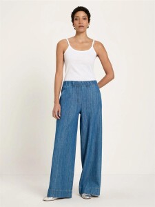 Lanius Damen Hose Jeans mit Gummibund GOTS mid blue denim