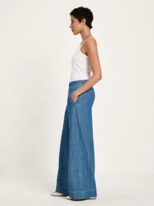 Lanius Damen Hose Jeans mit Gummibund GOTS mid blue denim