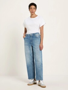 Lanius Damen Jeans relaxed GOTS stonewash blue denim