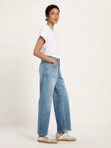 Lanius Damen Jeans relaxed GOTS stonewash blue denim