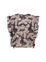 Lanius Damen Bluse Blusenshirt mit Volant GOTS print bloom onyx