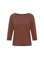 Lanius Damen T-Shirt U-Boot-Shirt mit 3/4 Arm dark mocca