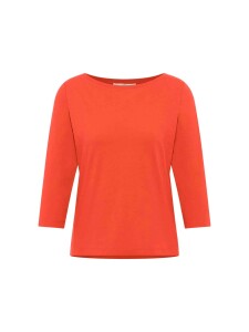 Lanius Damen T-Shirt U-Boot-Shirt mit 3/4 Arm lava red