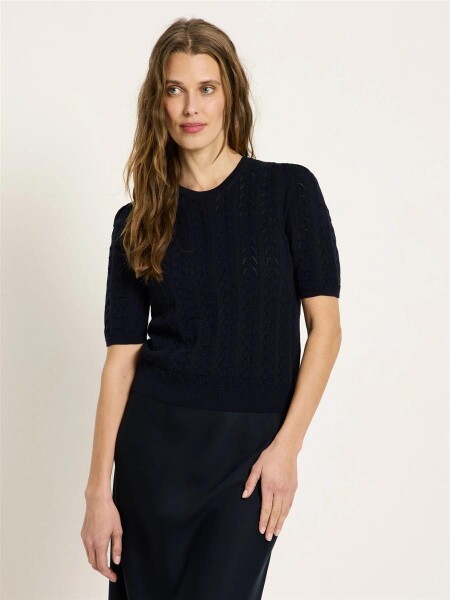 Lanius Damen Pullover Kurzarmpullover midnight