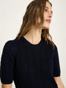 Lanius Damen Pullover Kurzarmpullover midnight