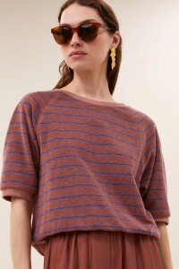 by bar Damen T-Shirt Neva Slub Stripe withered rose