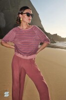 by bar Damen T-Shirt Neva Slub Stripe withered rose