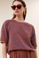 by bar Damen T-Shirt Neva Slub Stripe withered rose