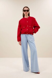 by bar Damen Jacke Maggie zip red