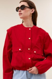 by bar Damen Jacke Maggie zip red