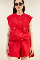 by bar Damen Jacke Maggie zip red