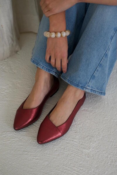 by bar Damen Schuhe leather metallic ballerina very berry