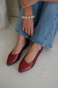 by bar Damen Schuhe leather metallic ballerina very berry