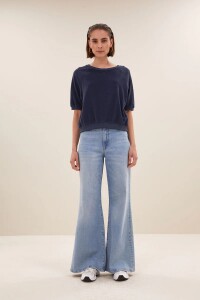 by bar Damen T-Shirt Neva slub midnight