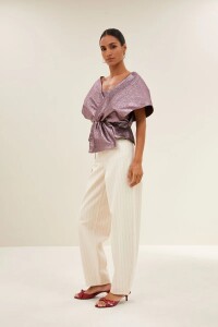 by bar Damen Bluse Simone metallic dusty lilac