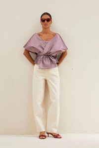 by bar Damen Bluse Simone metallic dusty lilac