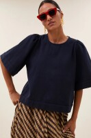 by bar Damen Bluse Olivia twill captain blue