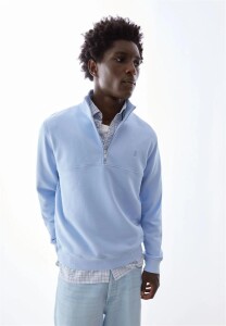 Armedangels Herren Pullover Troyer Waarlo loop wedgwood