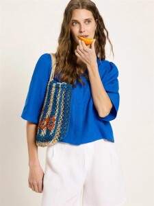Lanius Damen Bluse 3/4 Arm GOTS lapis