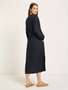 Lanius Damen Kleid Midikleid GOTS midnight