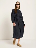 Lanius Damen Kleid Midikleid GOTS midnight
