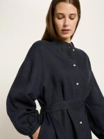 Lanius Damen Kleid Midikleid GOTS midnight