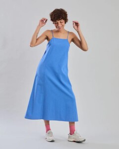 Brava Damen Kleid 4219 Checks Strappy Straight Blue