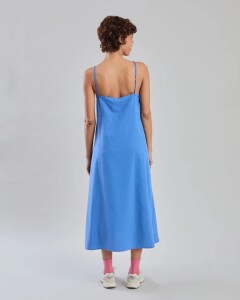 Brava Damen Kleid 4219 Checks Strappy Straight Blue