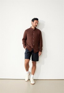 Givn Herren Hemd GB-Wes Chocolate Brown (linen)