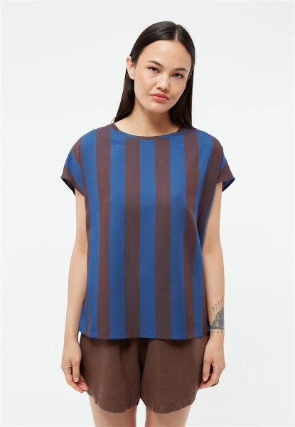 Givn Damen Bluse GB-Fenna Blazing Blue/Chocolate Brown