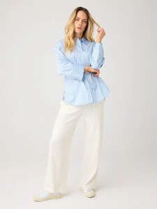 KnowledgeCotton Damen Bluse 2090096 Dew relaxed Blue Stripe