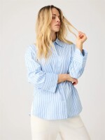 KnowledgeCotton Damen Bluse 2090096 Dew relaxed Blue Stripe