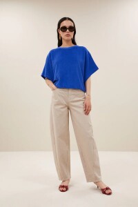 by bar Damen T-Shirt Nuki slub top azul blue